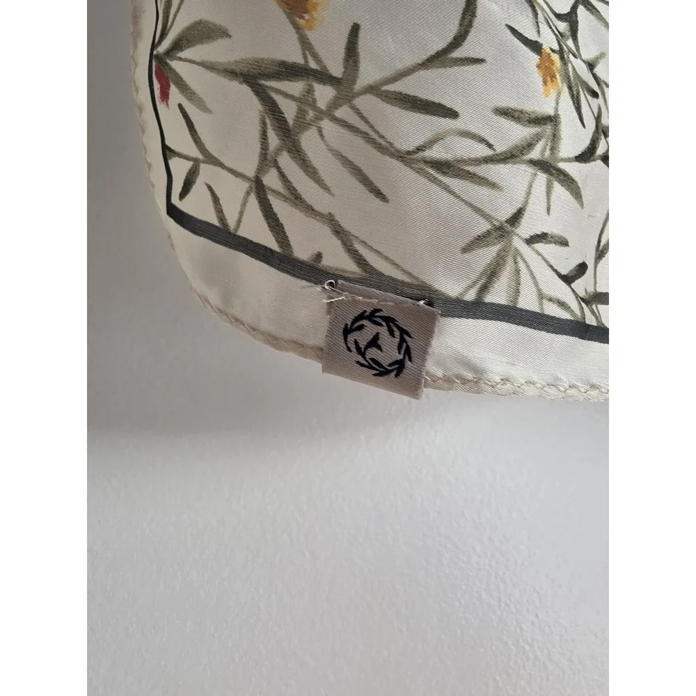 Square Bandana Scarf Off-White Green Yellow Red Floral Rolled Edges